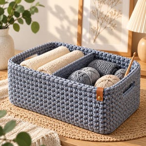 Crochet Rectangle Basket Pattern PDF | Beginner Storage Basket | Chunky Yarn Organizer | Modern Home Decor | Instant Download