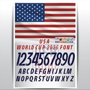 USAフォント ホーム ワールドカップ2026 ジャージ、サッカー選手名SVGバンドル（デジタルダウンロード）