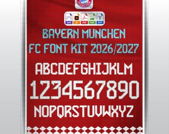 Bayern München FC UCL-Schriftartenset 2026/2027, Fußball-Namens-SVG-Bundle (Digitaler Download)