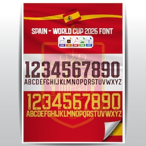 Pacchetto di font e nomi per la maglia della Spagna per i Mondiali 2026 in formato SVG (download digitale)