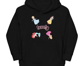 Kids Organic Cotton Hoodie: Princess Characters, Recycled Polyester Blend