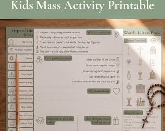 Hoja de actividades para niños católicos sobre la misa – Guía para niños (Descarga digital)