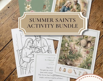 Santos para Corazones Pequeños - Libro de actividades de verano sobre los santos / Material imprimible para niños católicos, de 4 a 7 años.
