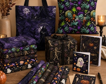 Halloween Seamless Pattern Bundle, Spooky Gothic Digital Paper, Fabric Designs (Digital Download)