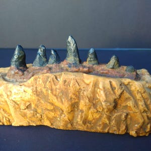 Fossil Dinosaur Velociraptor Mongoliensis Teeth and Jaw in Matrix T-Rex Jurassic Stone Collectible