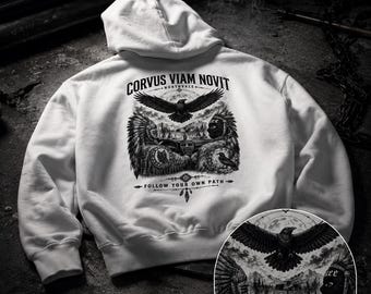 Custom Graphic Hoodie – Corvus Viam Novit | NORTHVALE