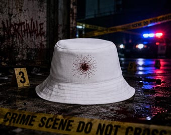 Reversible Bucket Hat Crime Files, Gothic Streetwear, Horror Fashion, NORTHVALE