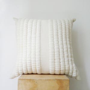 Home Decorative Throw Pillow, Wool woven pillow, Weave cushion tapestry, White decor room, Chunky pillow cover