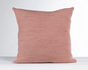 Woven Cushion in Dusty Rose, handmade merino wool decor NIEBLA  Texturable decor