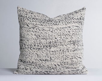 Home decorative cream and black  wool cushion handmade in Merino wool Melange light by Texturable Decor