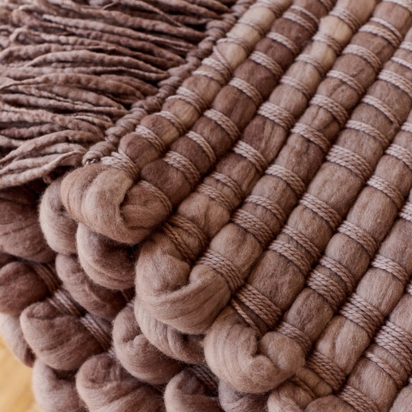 Chunky Blanket Merino Wool, Envoltura de lana pesada y acogedora, Alfombras de tonos tierra para la estética del dormitorio 76 x 39 pulgadas