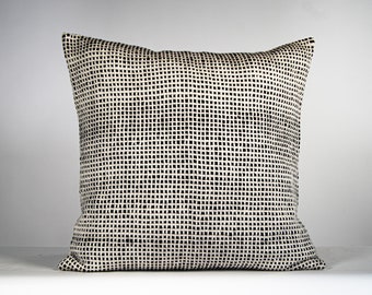 GRID woven cushion in Black  soft merino wool modern home by Texturable decor