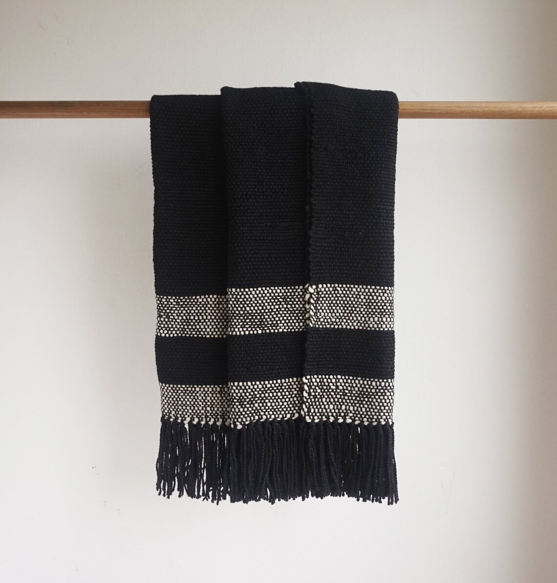 Modern Farmhouse Woven Blanket Travel White and Black Throw Etsy