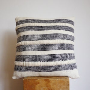 Two color block texture: Cream and black handmade in Merino wool Arado by Texturable Decor image 1