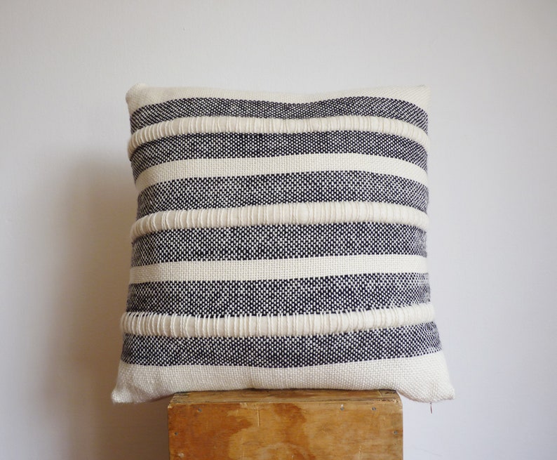 Two color block texture: Cream and black handmade in Merino wool Arado by Texturable Decor image 1