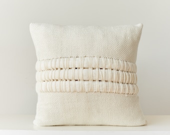 Oreiller tissé en laine, Tapisserie de coussin Weave, Chambre à décor blanc, Housse Lua oreiller Chunky