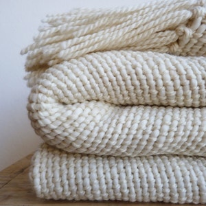 Chunky Woven Blanket Merino Wool image 1