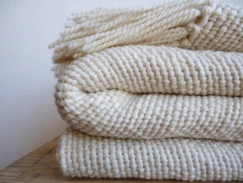 Chunky Woven Blanket Merino Wool image 1