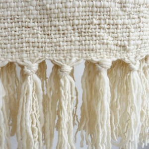 Oversize thick woven bedspread, Organic Undyed White Merino Wool thick and thin handspun, Weighted Blanket by Texturable