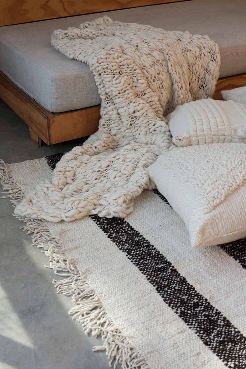 Giant Knit Blanket Throw Minimalist Throw Blanket Large Etsy