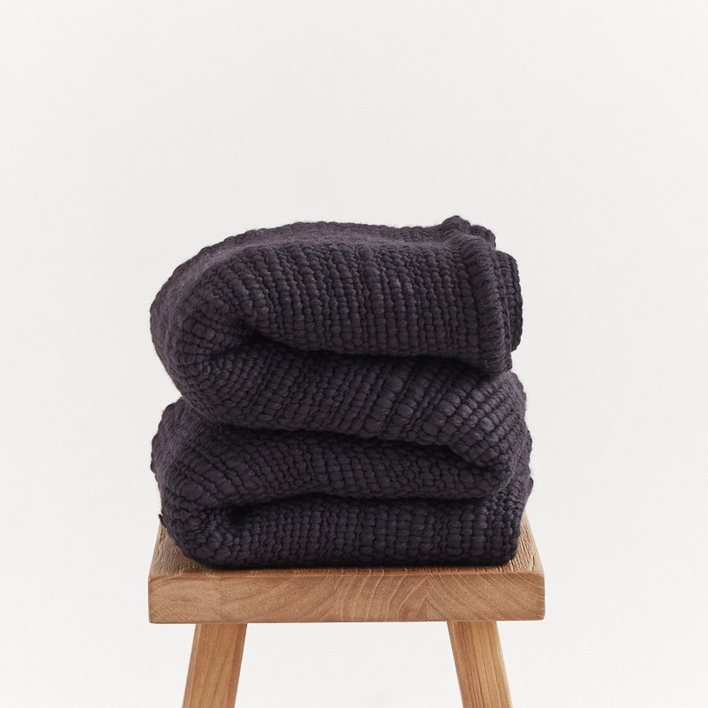 Black Nordic Cozy Merino Wool Blanket image 1