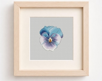 Viola Cross Stitch Pattern, Botanical Embroidery Decor (PDF Download)