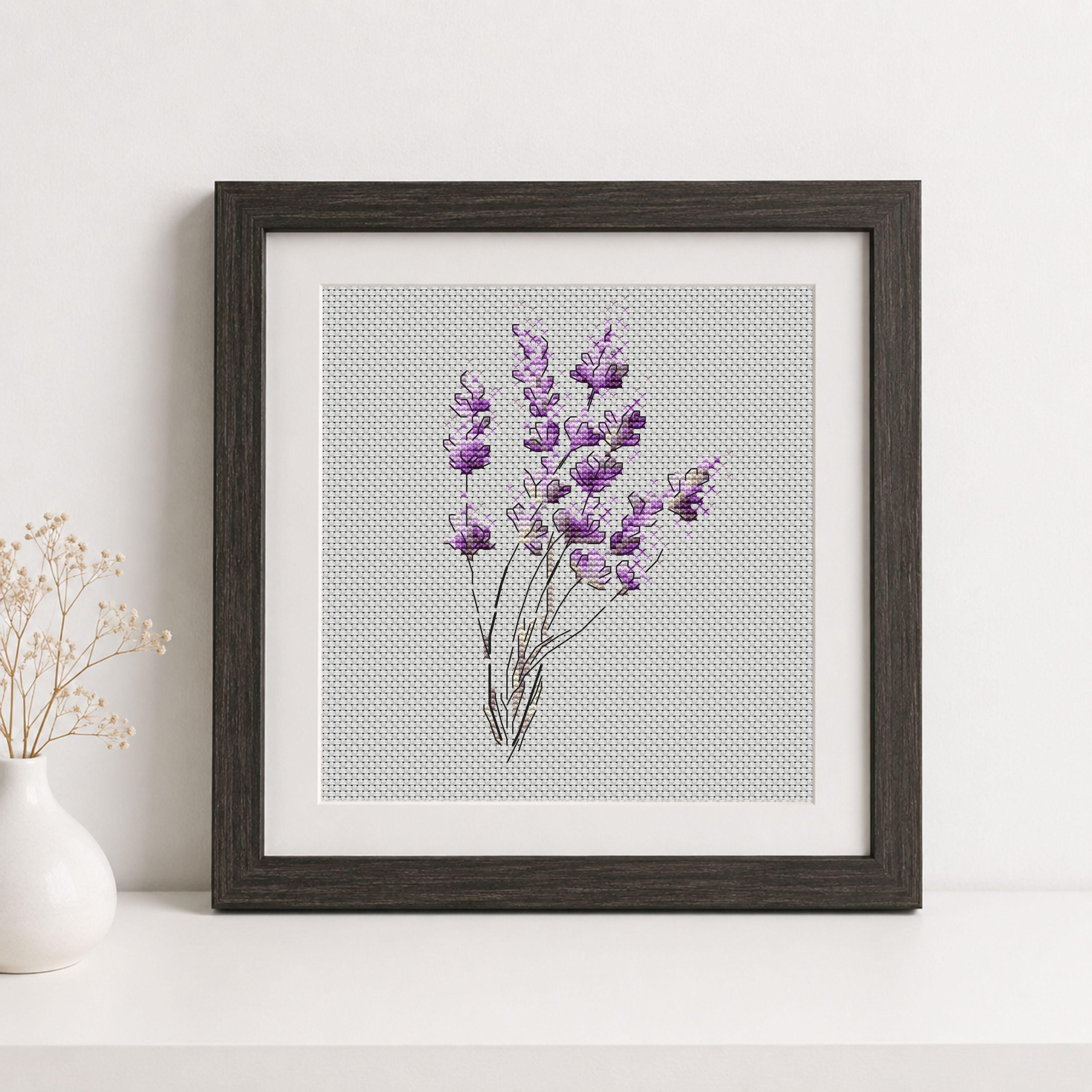 Lavender Cross Stitch Pattern, Botanical Embroidery Decor (PDF