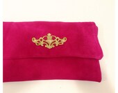 Gala embrayage - daim rose chaud