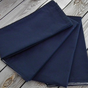 Solid navy cloth napkin, blue fabric reusable dinner serviette