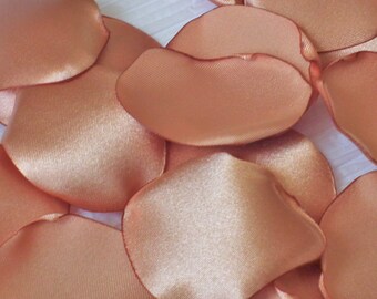Rose gold colored satin rose petals, artificial flower petals, made to order