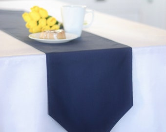 Solid navy table runner, dark blue table linens, made to order