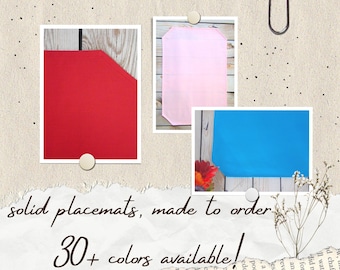 Solid placemat in your custom color - 12 x 18 or 14 x 20 - wedding table linens, dining room table mat, place settings, made to order