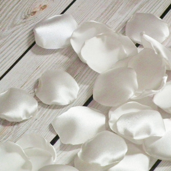 Ivory satin rose petals, artificial cream colored flower petals, made to order