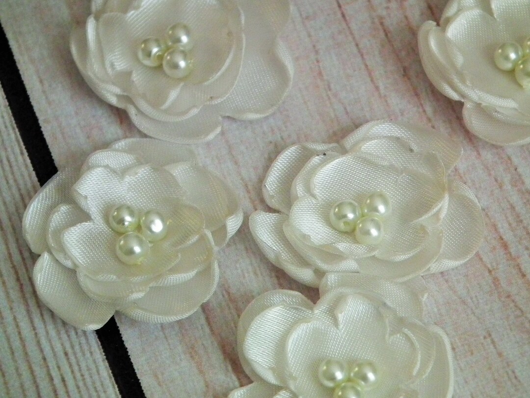 1 Inch Ivory Satin Flower Embellishments - Etsy