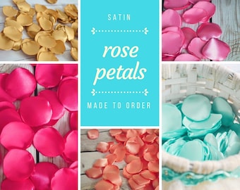 Satin rose petals in your choice of colors, artificial flower petals, made to order