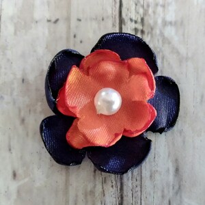 1-Zoll-Navy und orange satin Blumen Verzierungen