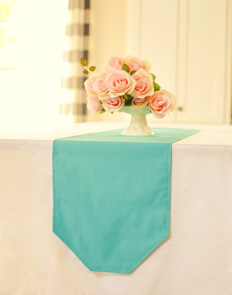 Solid Turquoise Table Runner Blue Green Banquet Table Decor Etsy