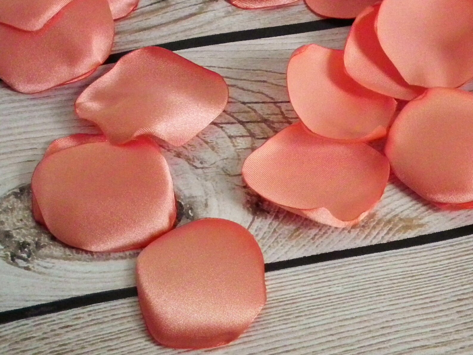 Peach Satin Rose Petals Artificial Light Orange Flower Petals Etsy