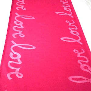 Hot pink  &quot;love&quot; table runner, entry table, altar, guestbook  / gift table, made to order