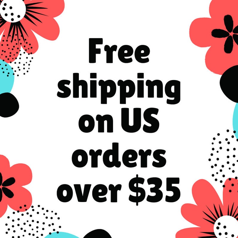 May include: White background with red and black floral designs. Text reads "Free shipping on US orders over $35".