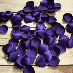 Purple satin rose petals, artificial flower petals, made to order