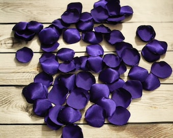 Purple satin rose petals, artificial flower petals, made to order