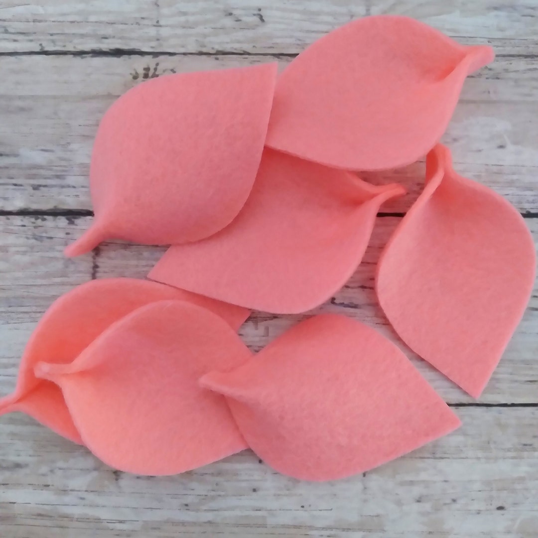 Coral Pink Felt Leaves for Flower Girl Petal Toss, Autumn Wedding, Baby