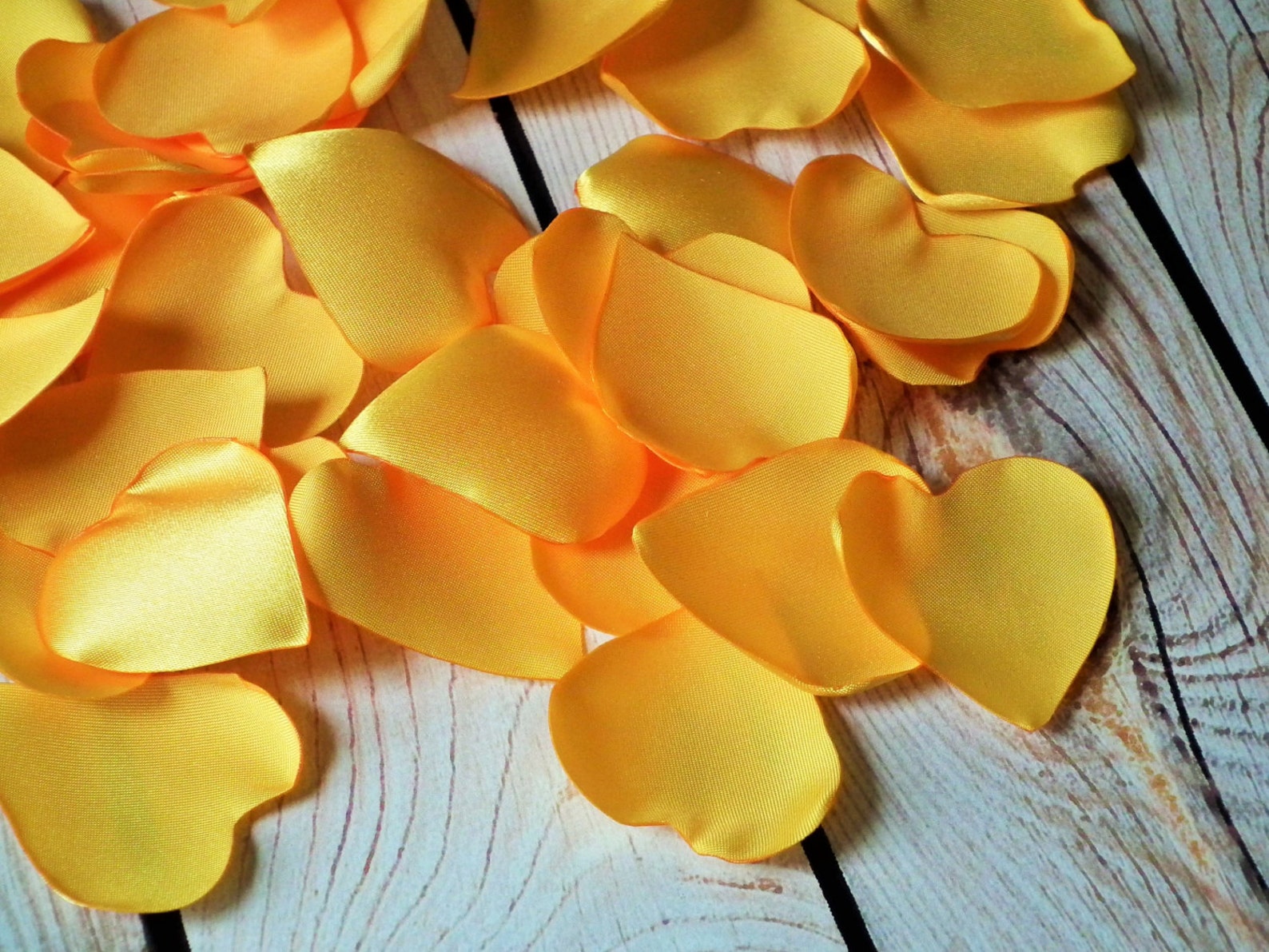 Heart Shaped Gold Rose Petals Artificial Yellow Satin Flower Etsy