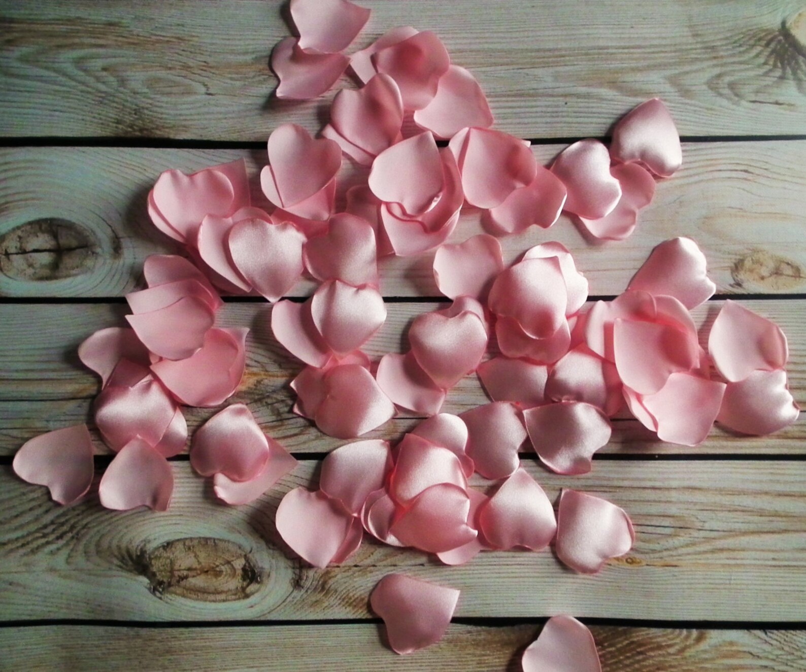 Heart Shaped Pink Satin Rose Petals Artificial Flower Petals Etsy