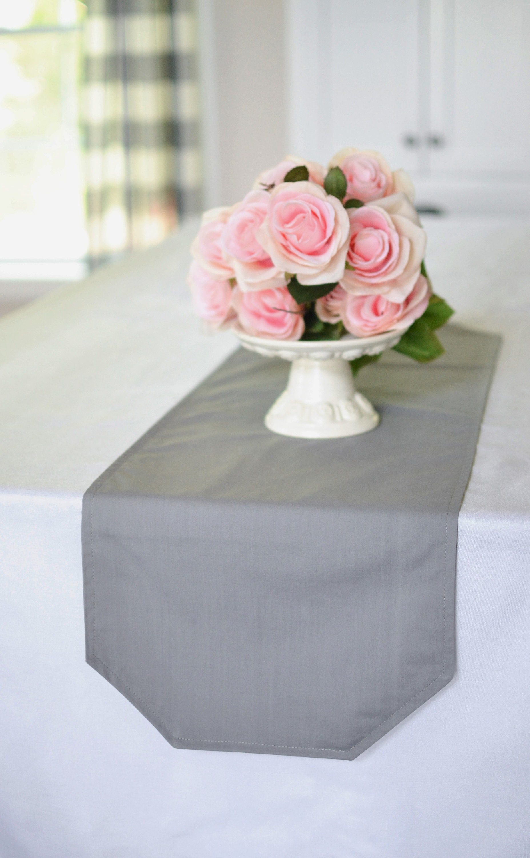 Solid dark gray table runner charcoal dining room decor Etsy