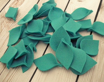 Bermuda blue wool felt leaves for summer wedding, teal decor. made to order