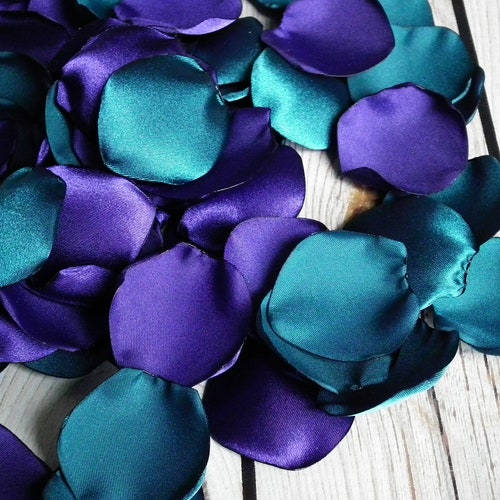 Purple and Royal Blue Satin Rose Petals Blend Flower Girl Etsy