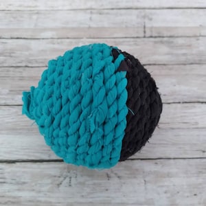 Black and turquoise decorative balls, 3 inch (7cm) centerpiece bowl fillers, rag ball home decor