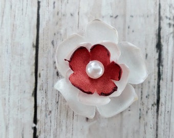 Adornos florales de satén color marfil y terracota de 2,5 cm (1 pulgada)